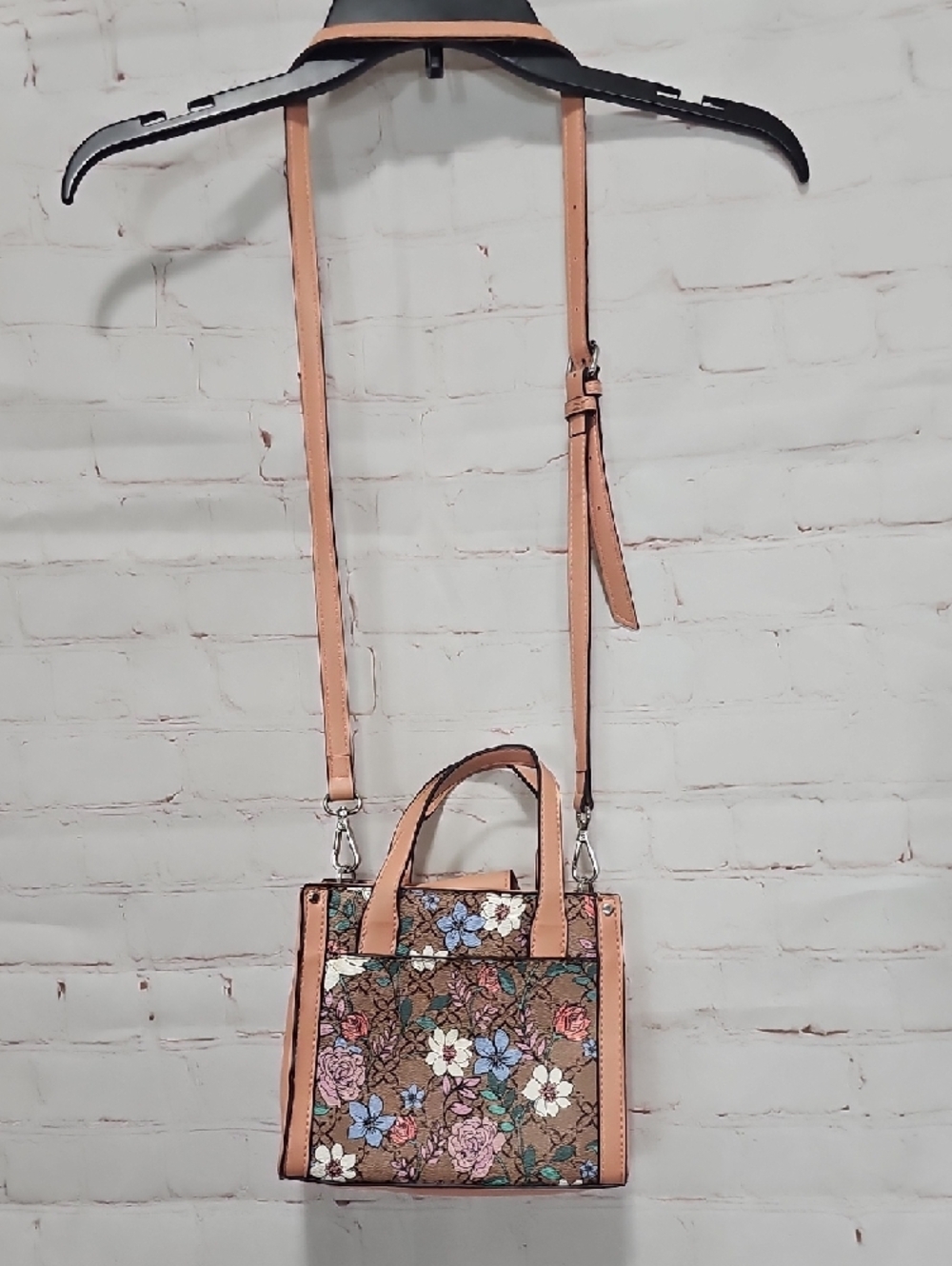 Nine West Floral Crossbody with Pink Trim - Picture 5 of 8